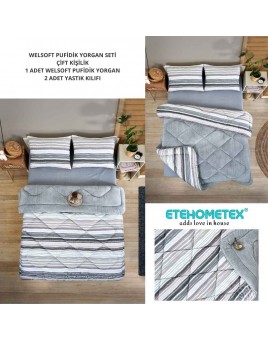 ETE HOMETEX ÇİFT KİŞİLİK LÜX WELSOFT YORGAN 195X215CM TASEL GRİ 8696474231951